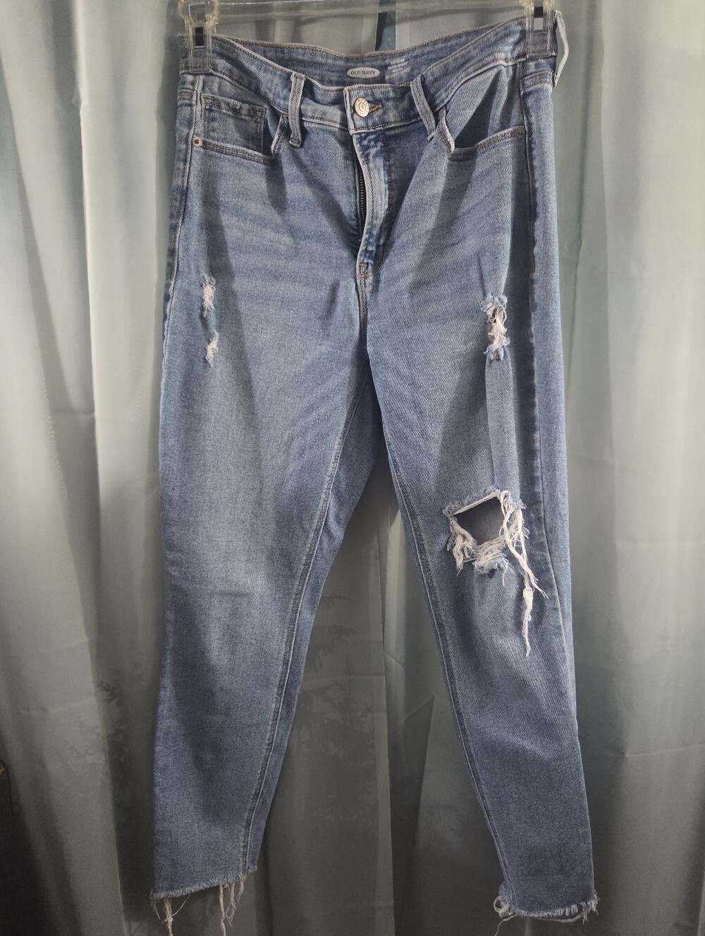 Old Navy Light Blue Rock Star Super Skinny High-Rise Distressed Jeans